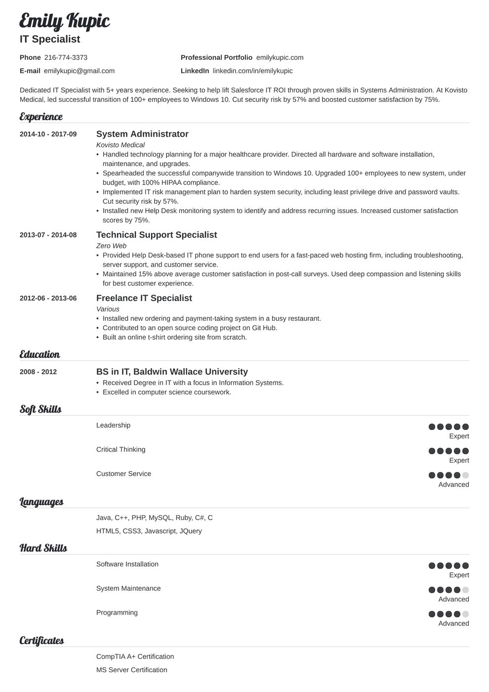 Technical Resume: Template, Guide & 20+ Examples