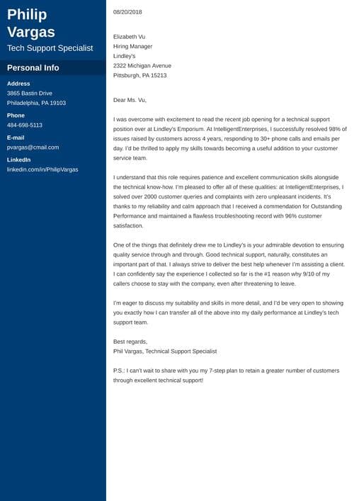 cover letter sample it support