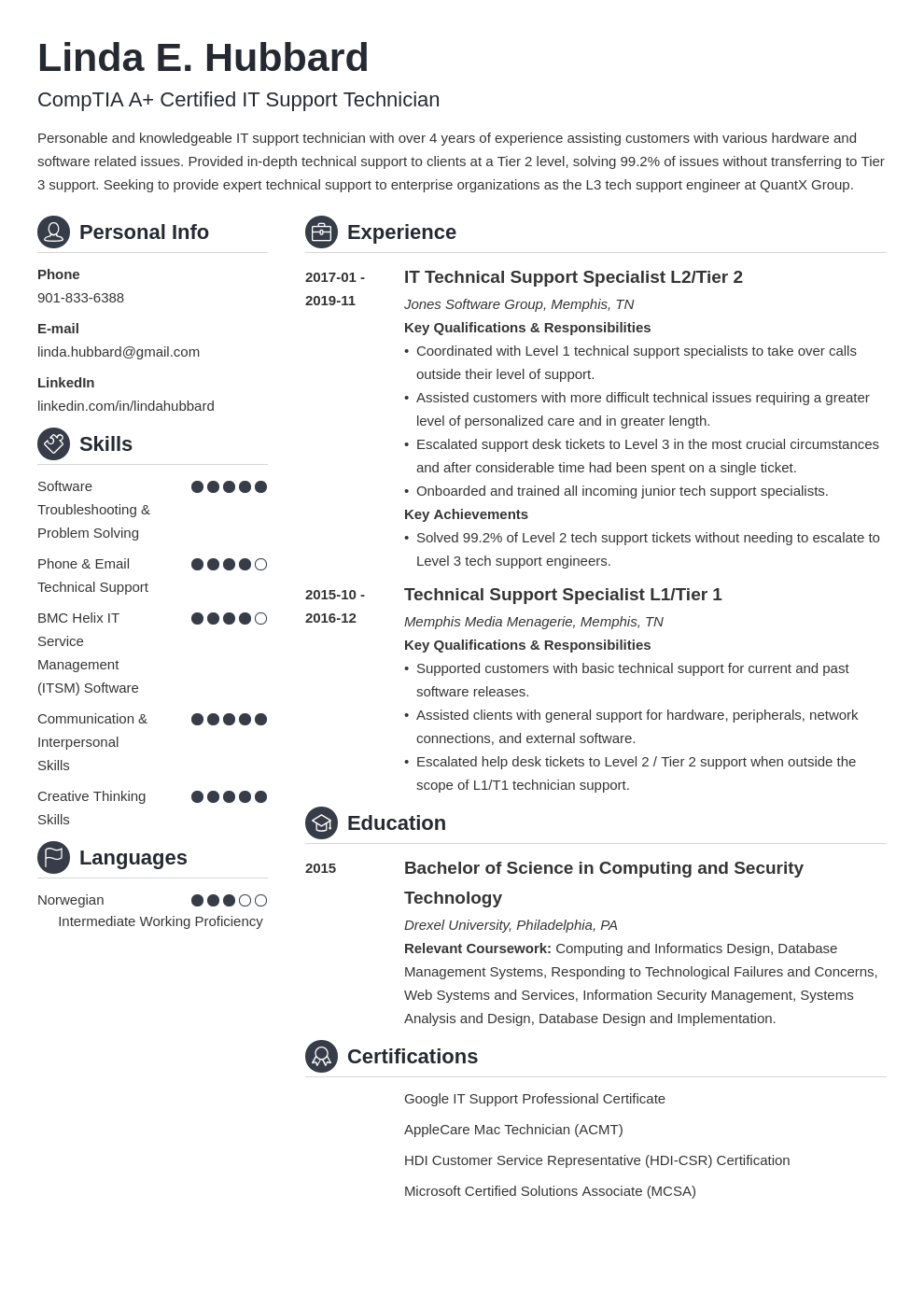 technical support resume example template crisp