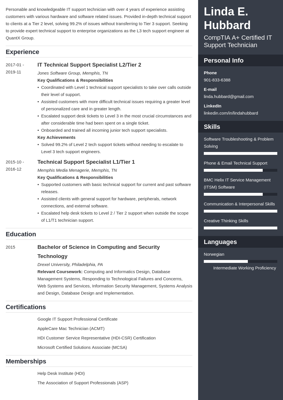 technical support resume example template enfold