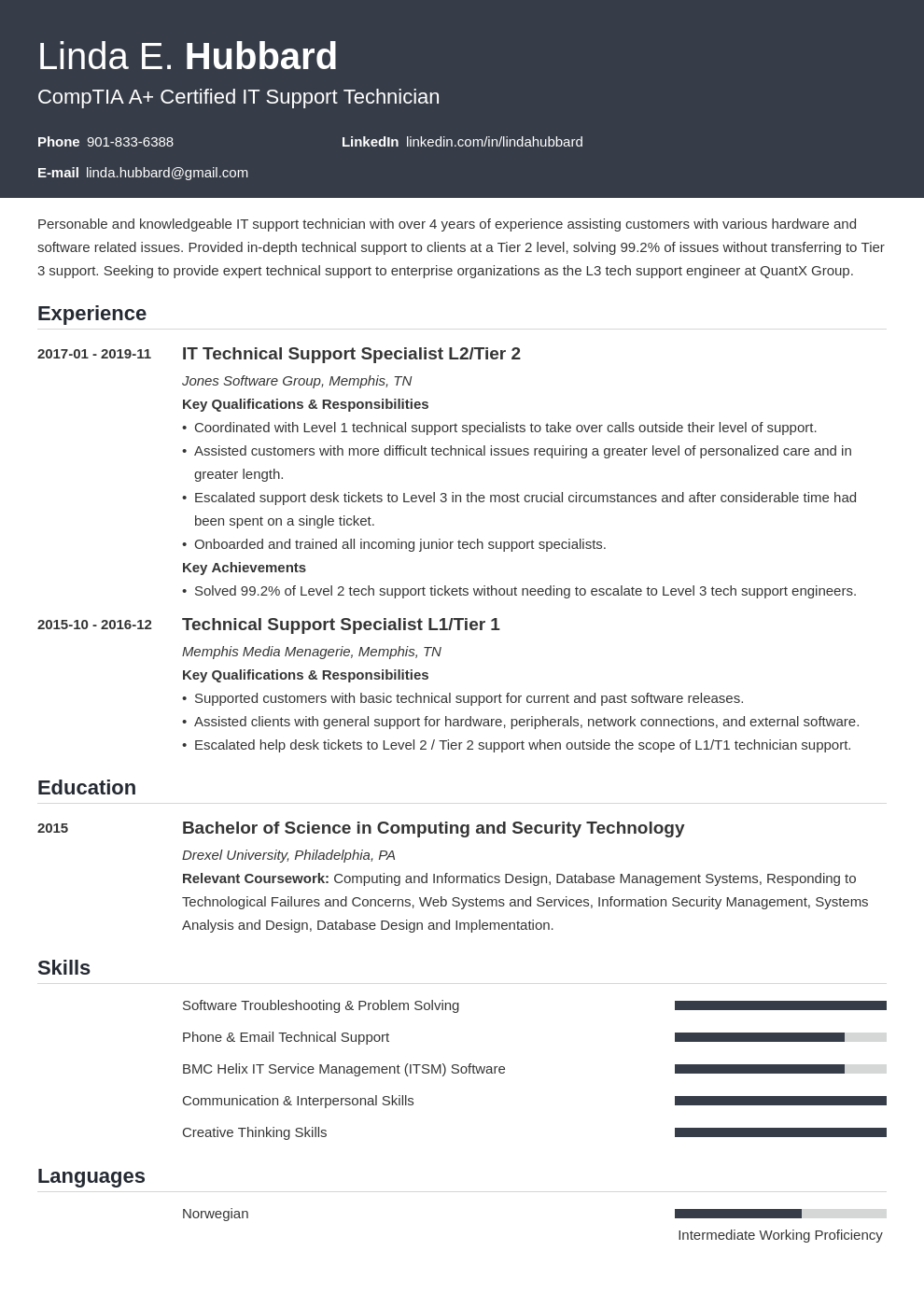 technical support resume example template influx