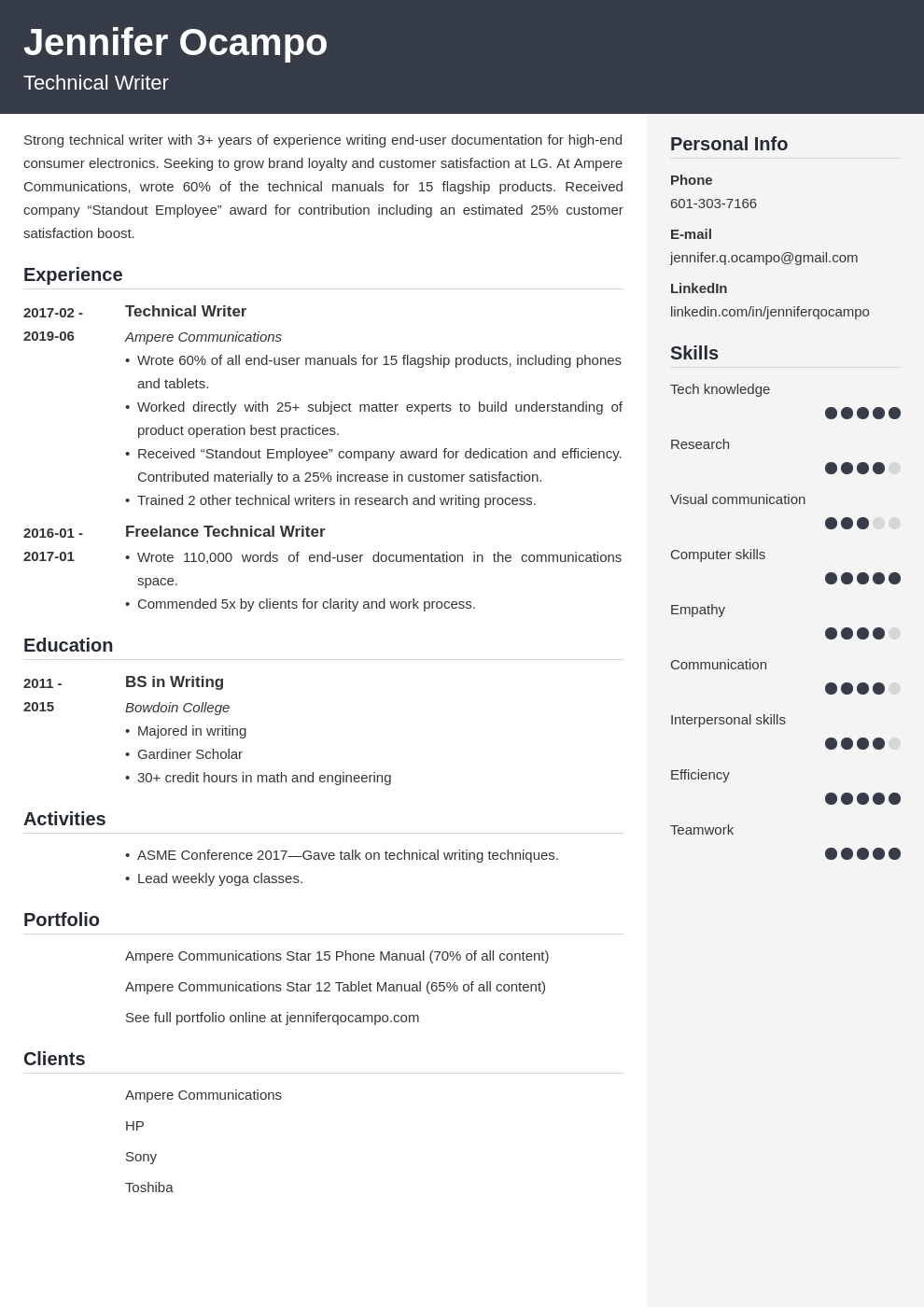 Technical Writer Resume Example Guide (20  Tips)