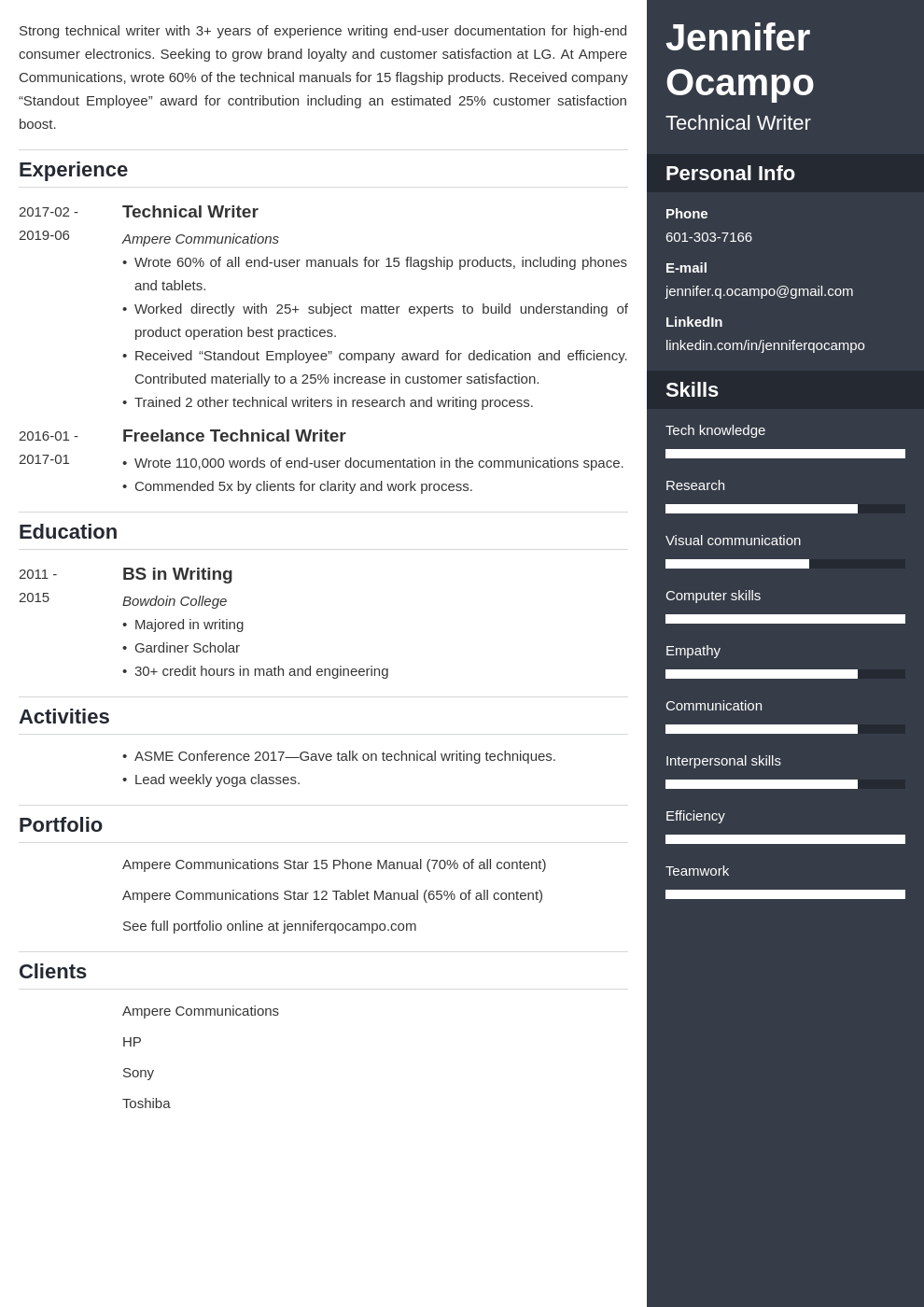 technical writer resume example template enfold