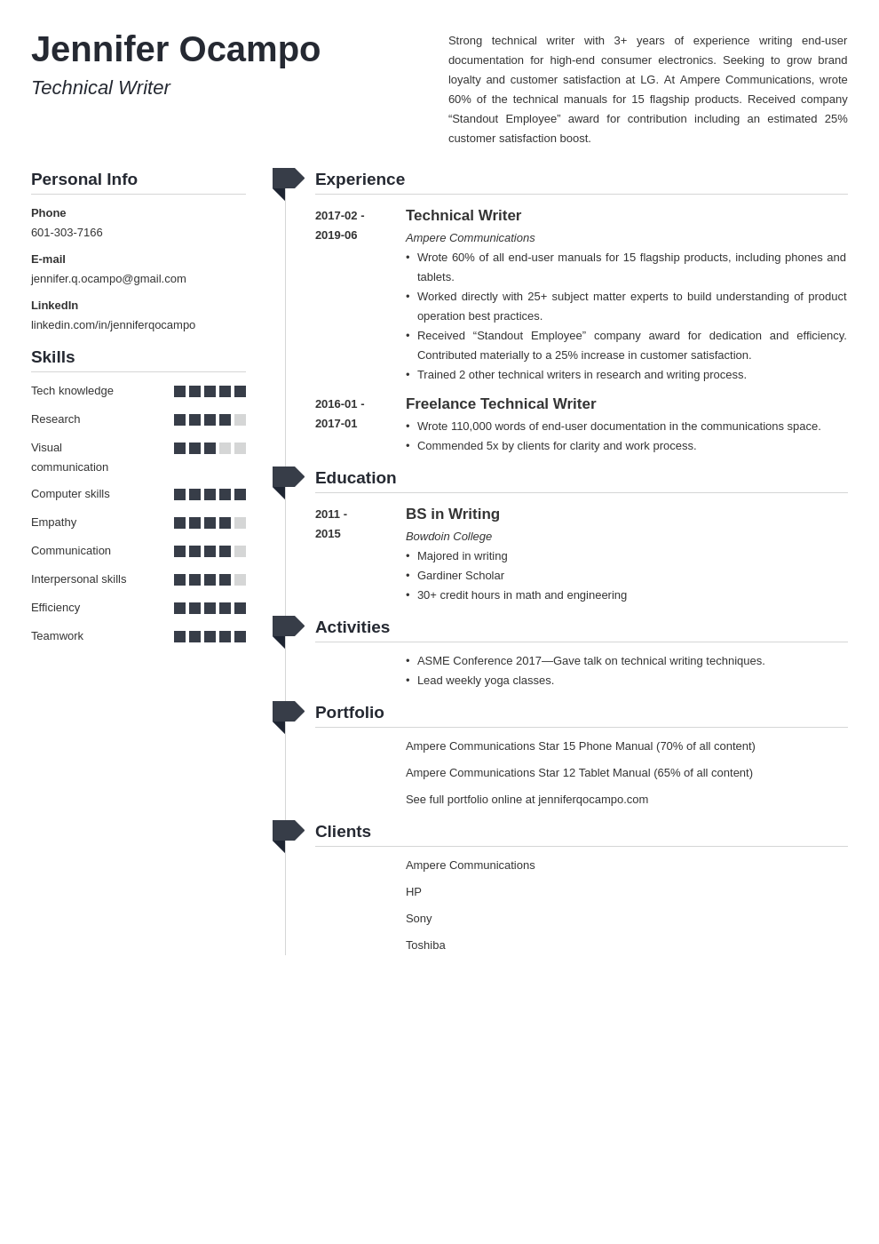 technical writing resume