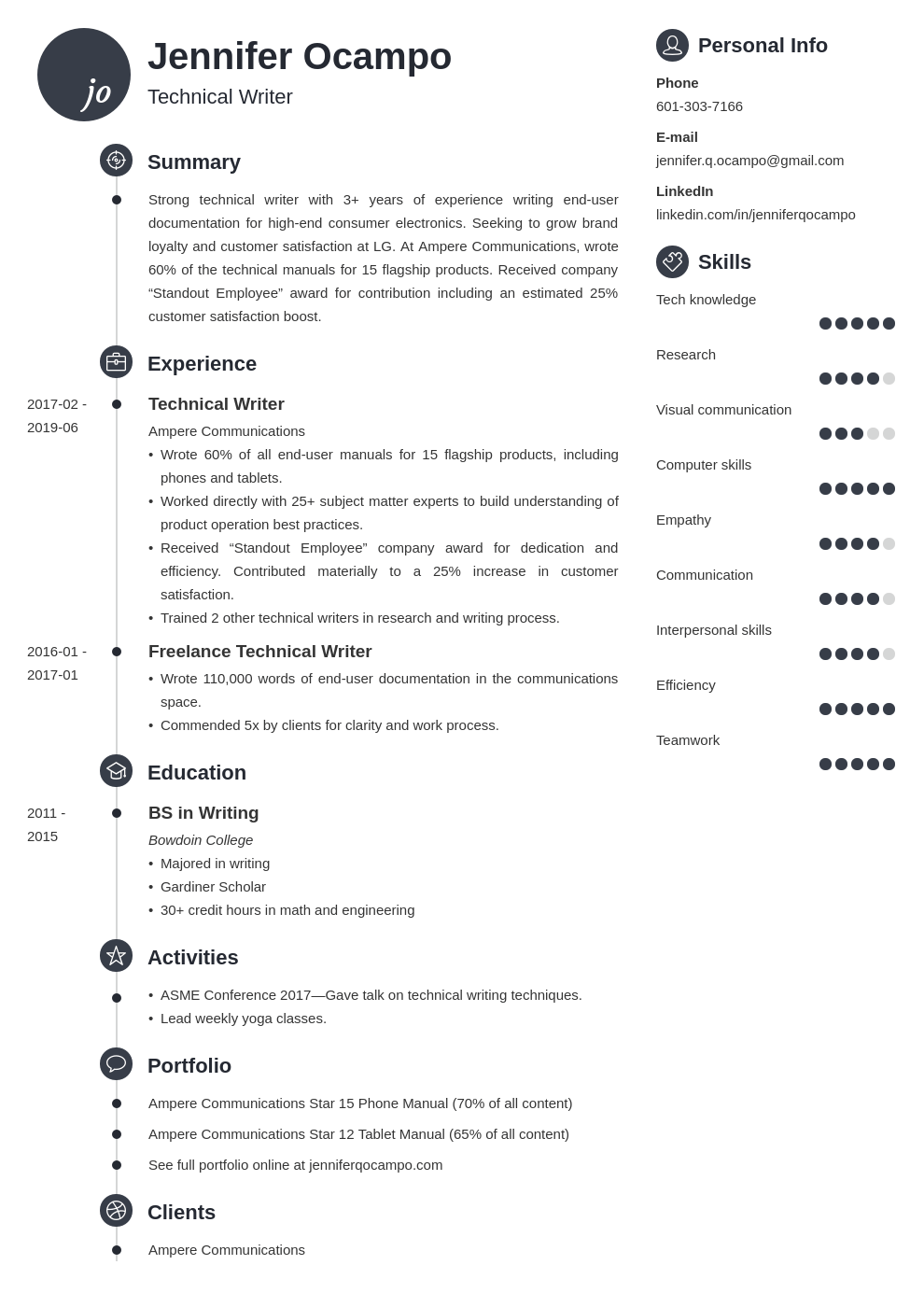 Technical Writer Resume Example Guide (20  Tips)