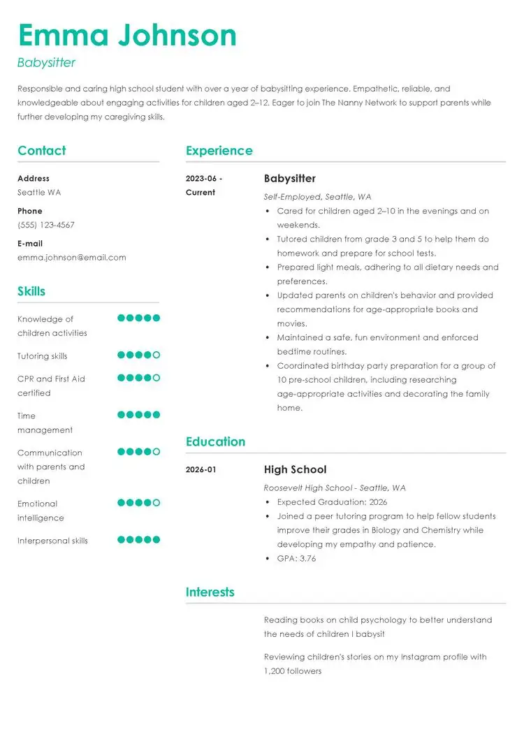 resume example for teens by zety