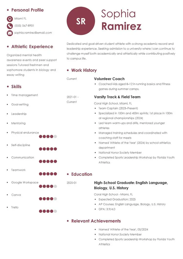 teen resume example for athletes by zety
