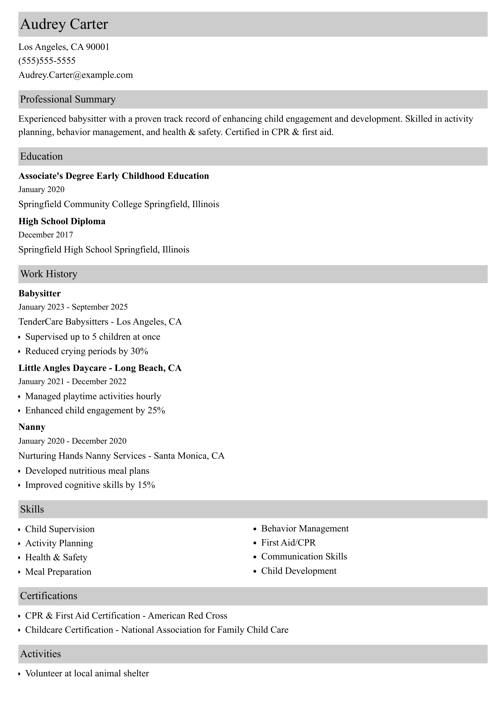 sample resume example