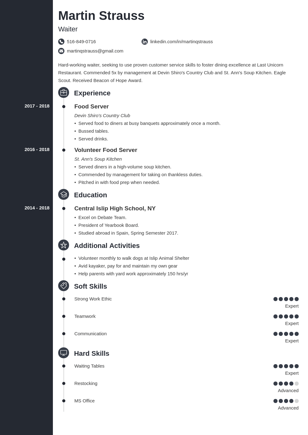 teen resume example template concept