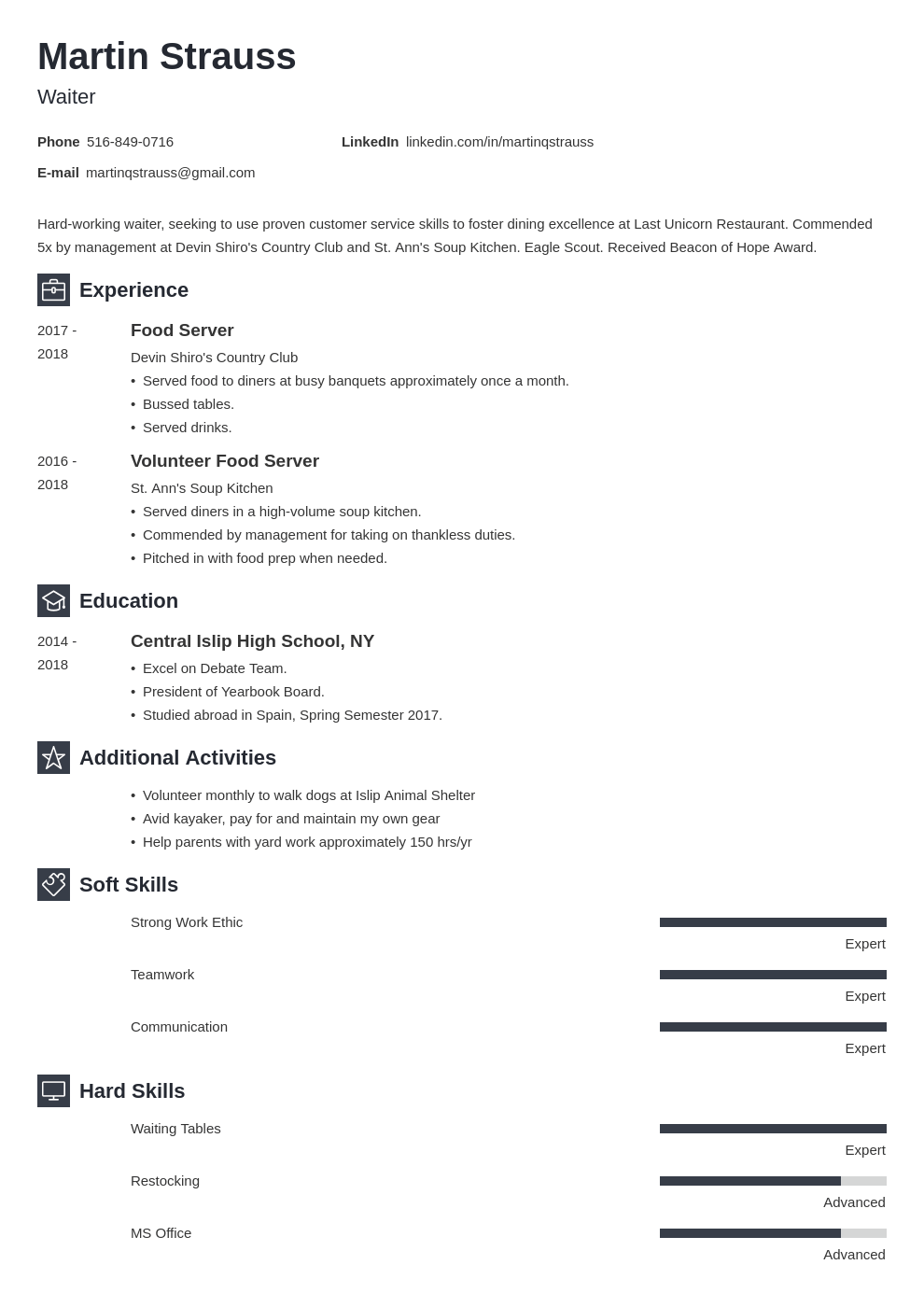 high school student resume sample no experience