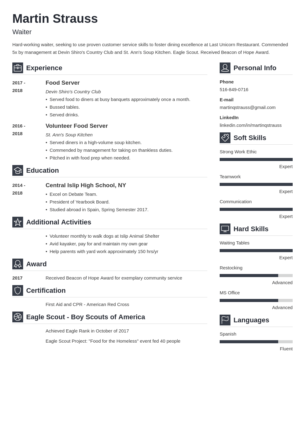 Grade 10 Teenager High School Student Resume With No Work