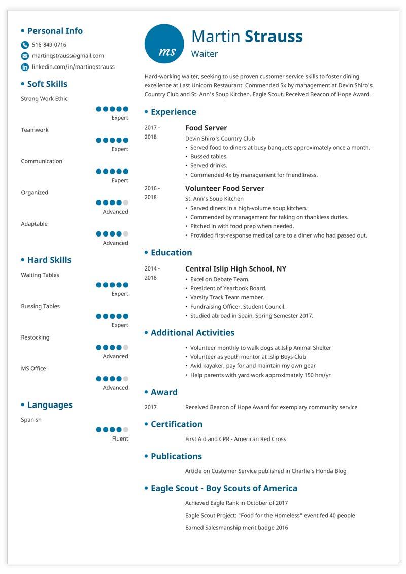 What Should A Resume Look Like For A Highschool Student