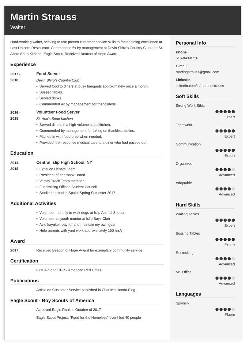resume examples for teens  templates  builder  u0026 writing