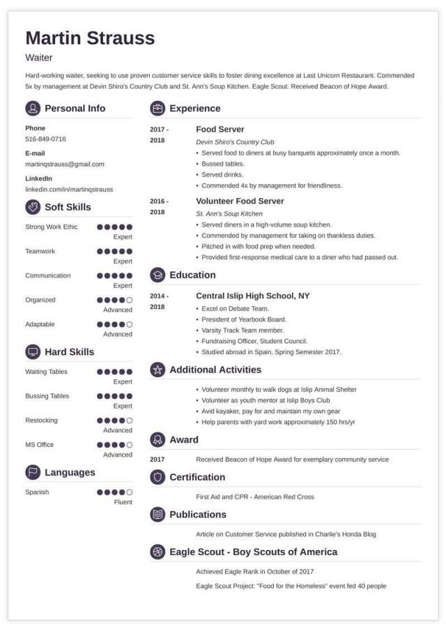 resume templates for teens