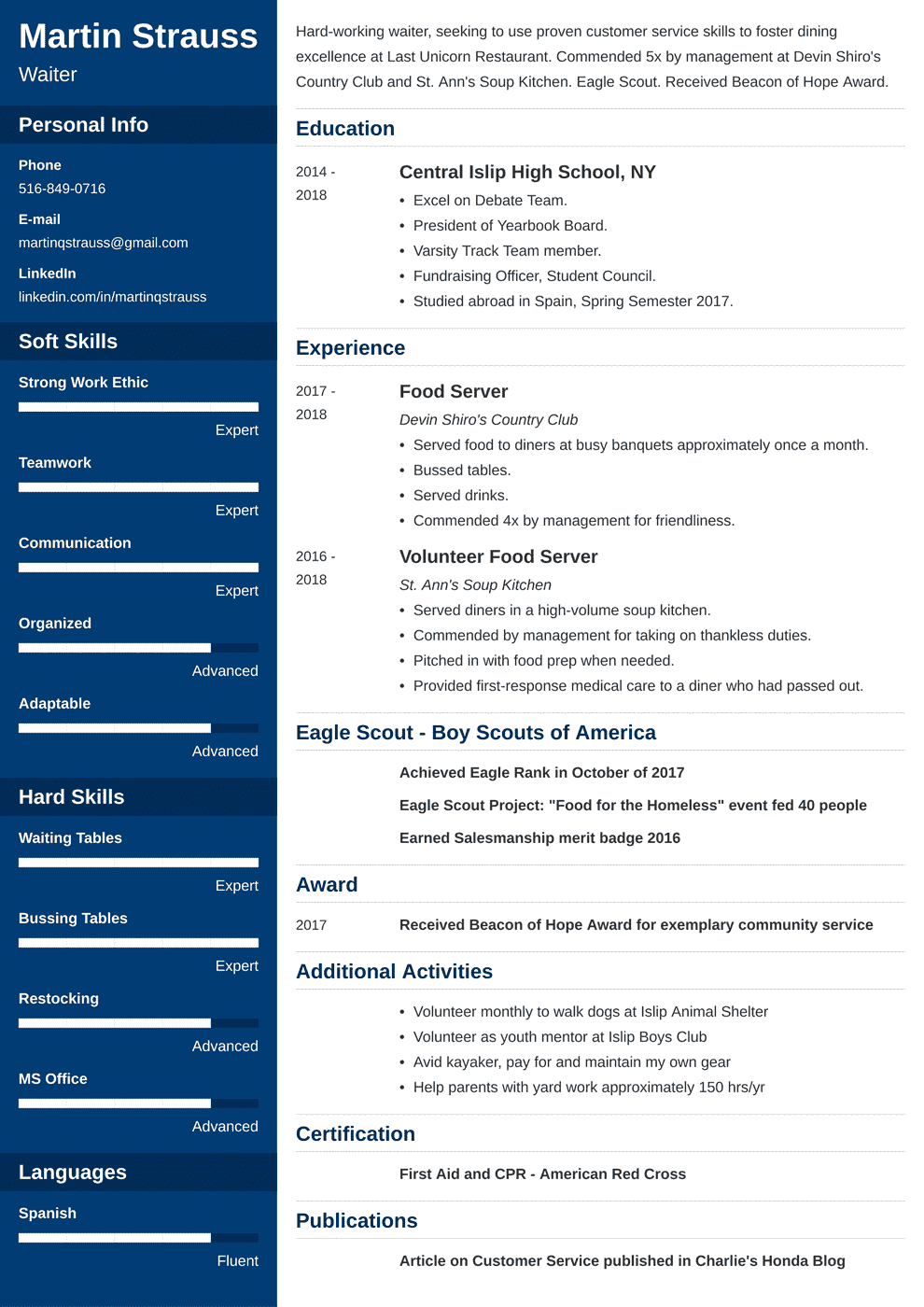 resume maker for first job