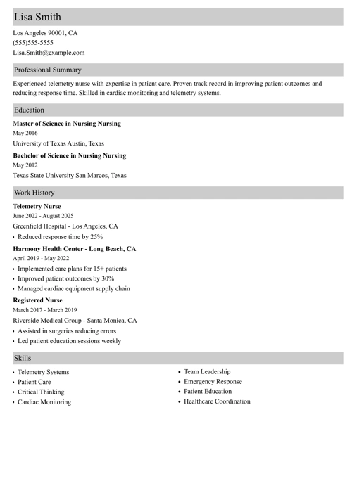 sample resume example