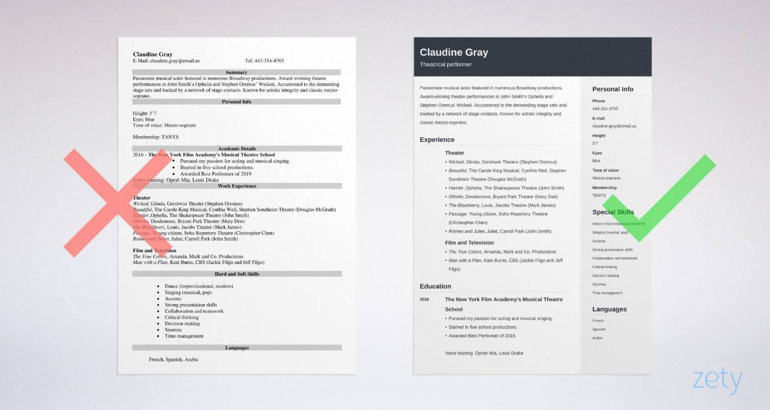 Theatrical Resume Template Word