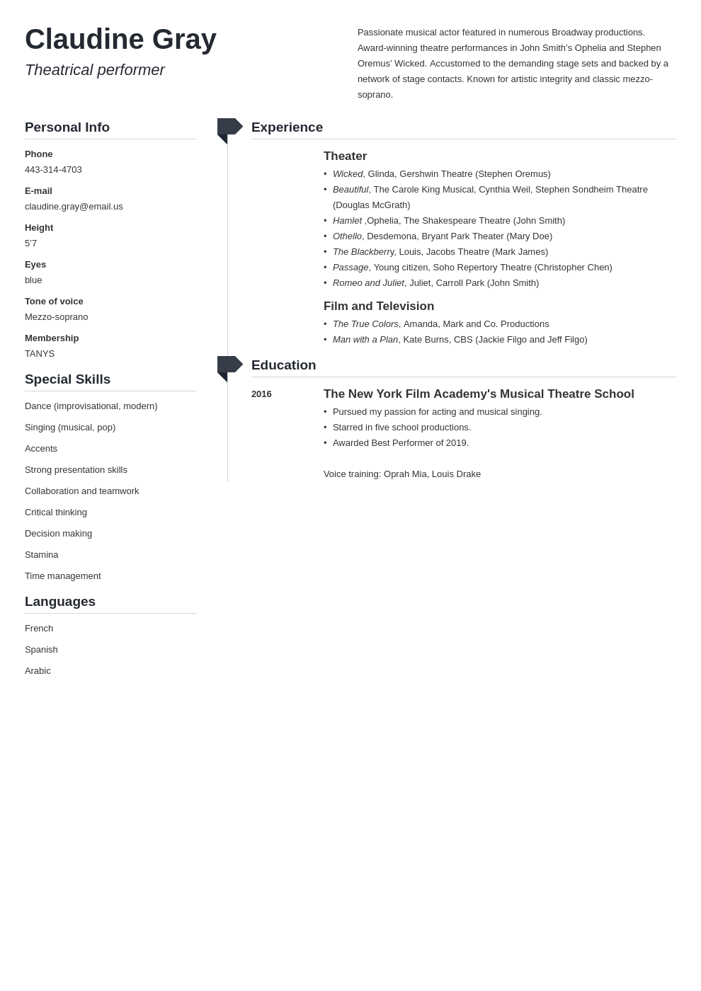 Theater Resume Template with Examples Writing Guide