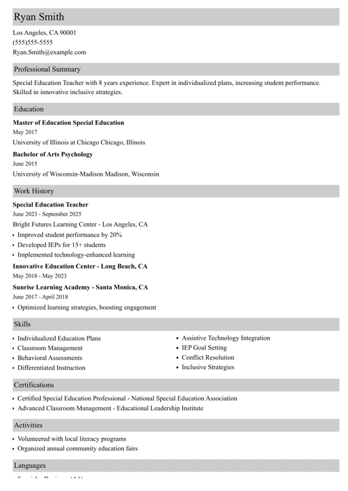 sample resume example