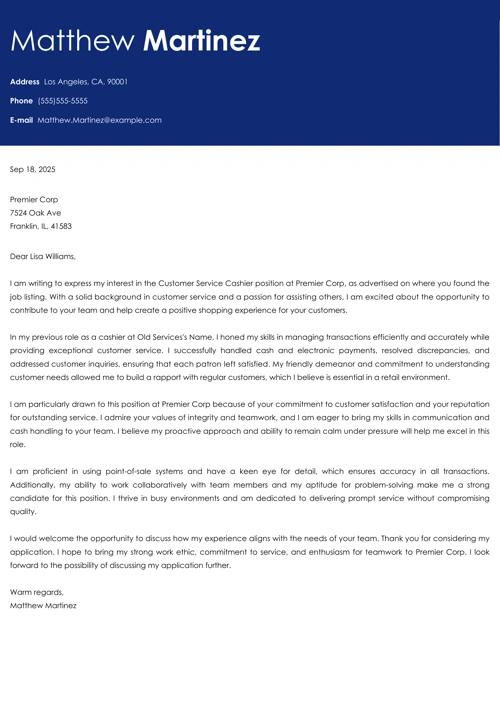 sample cover letter example