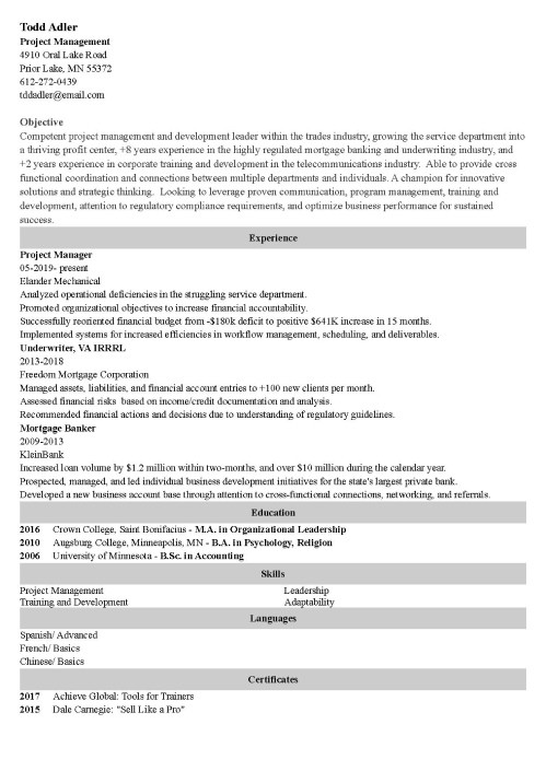 bad resume sample