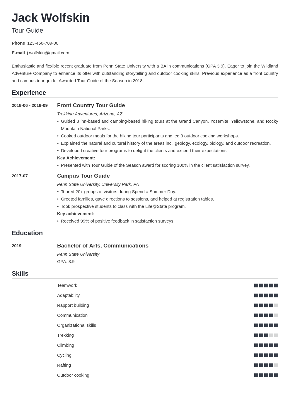 tour guide resume example template nanica