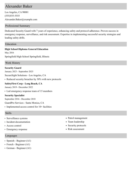 sample resume example