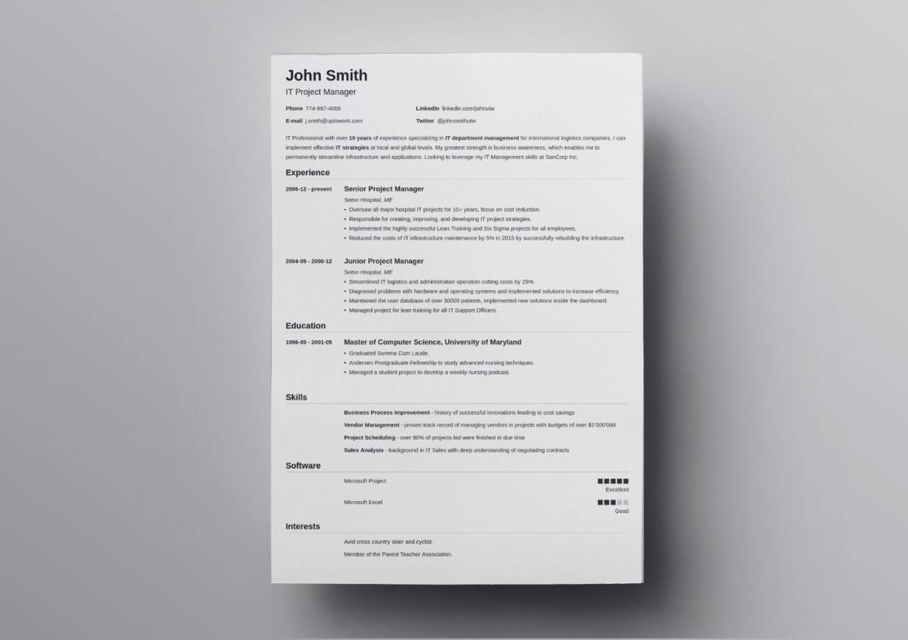 traditional resume by zety