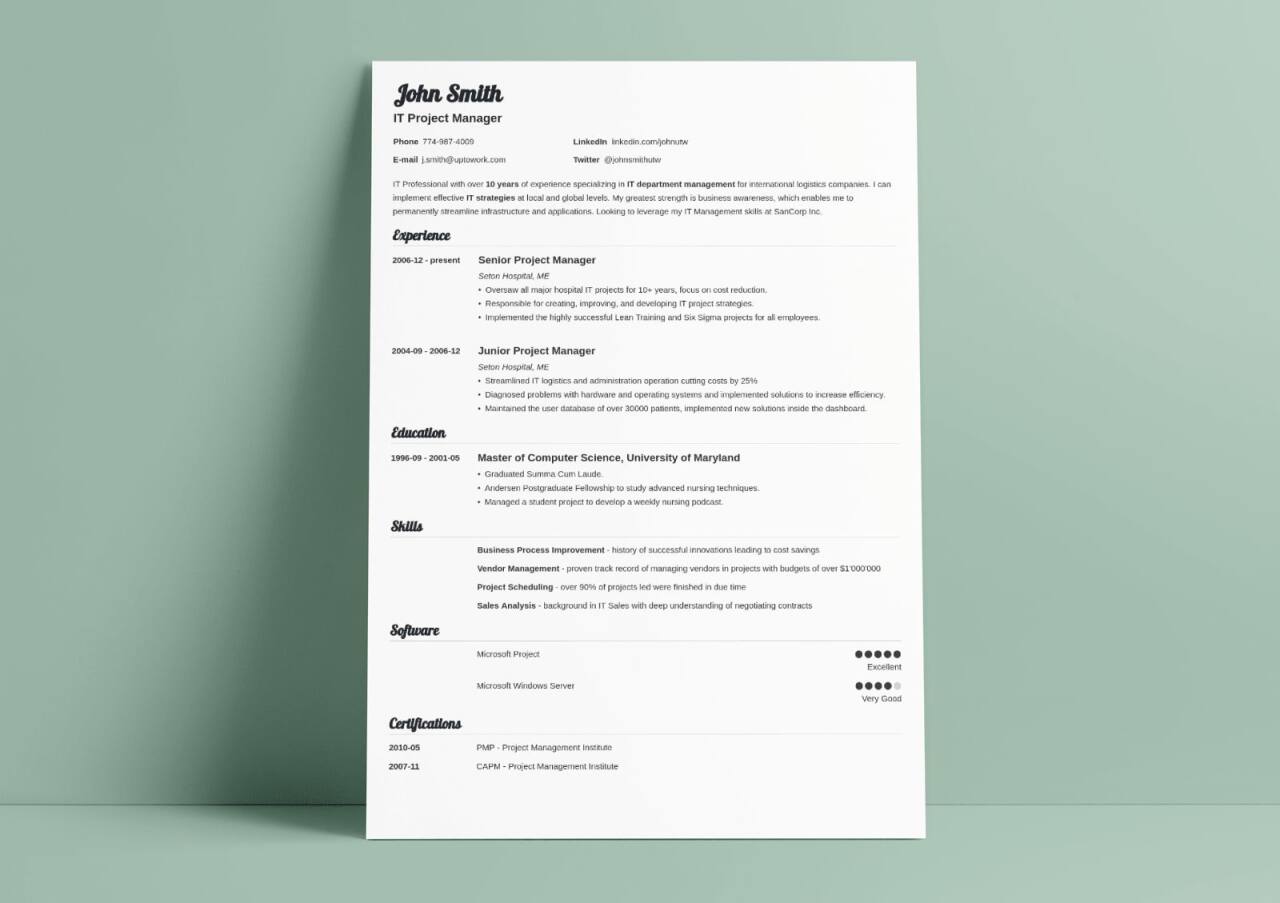 traditional resume by zety