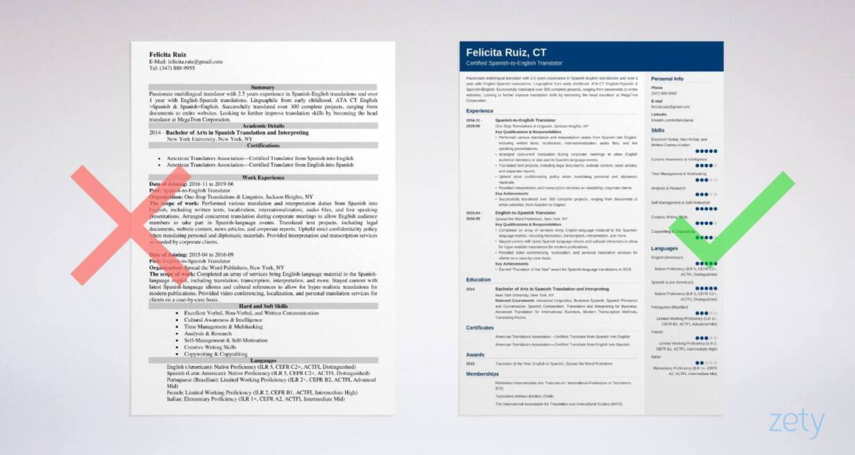 translator resume templates