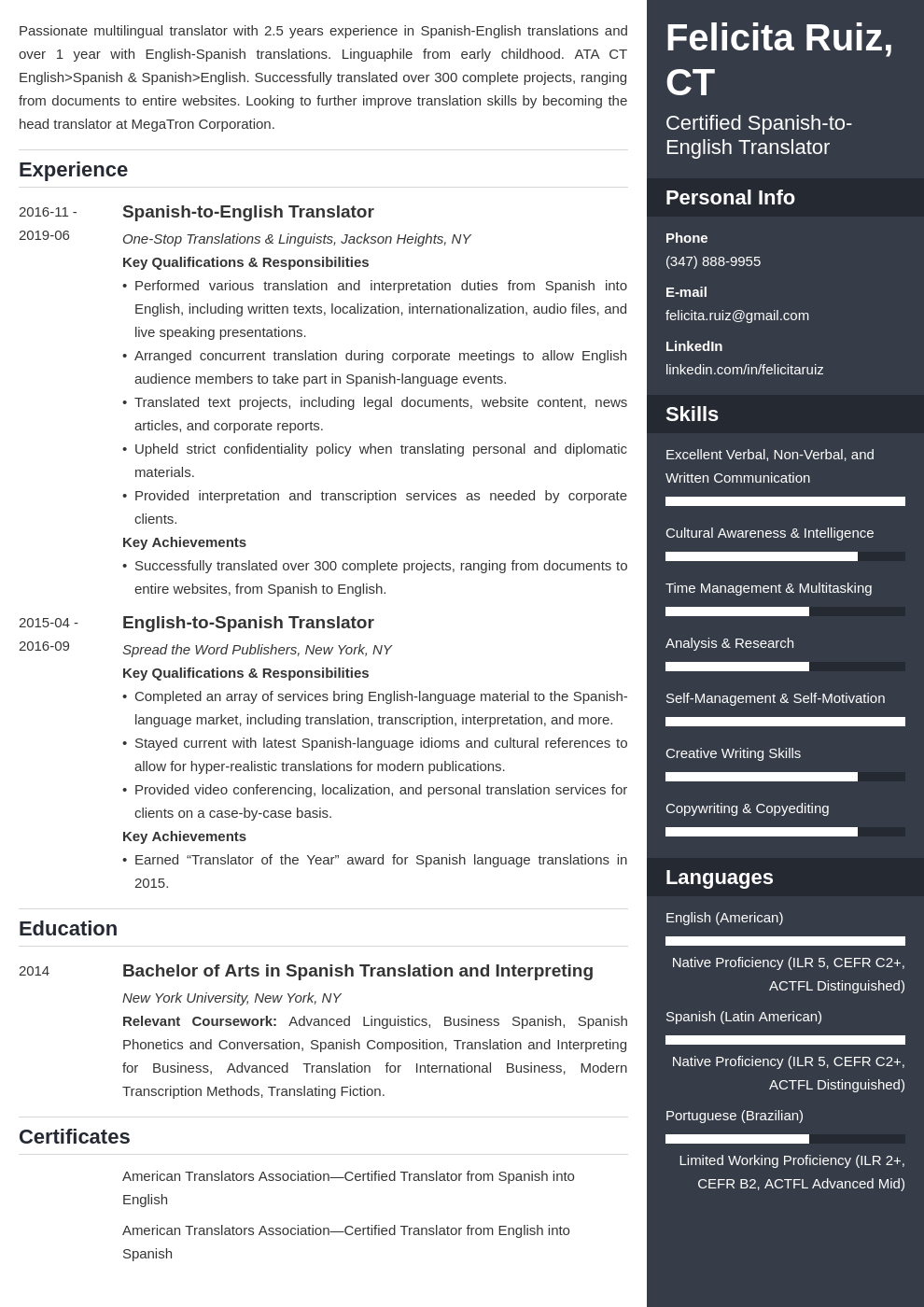 translator resume example template enfold