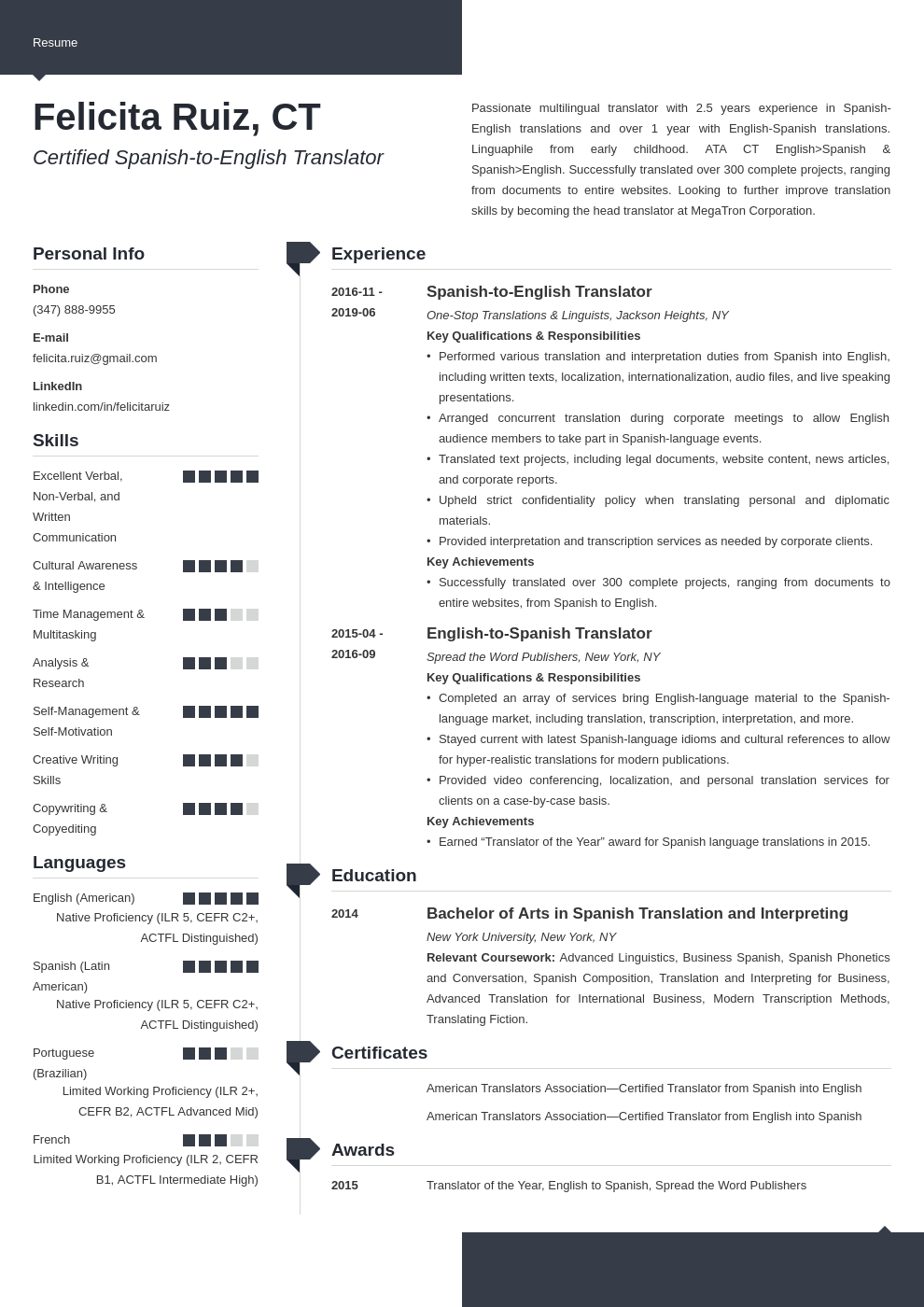 translator resume example template modern