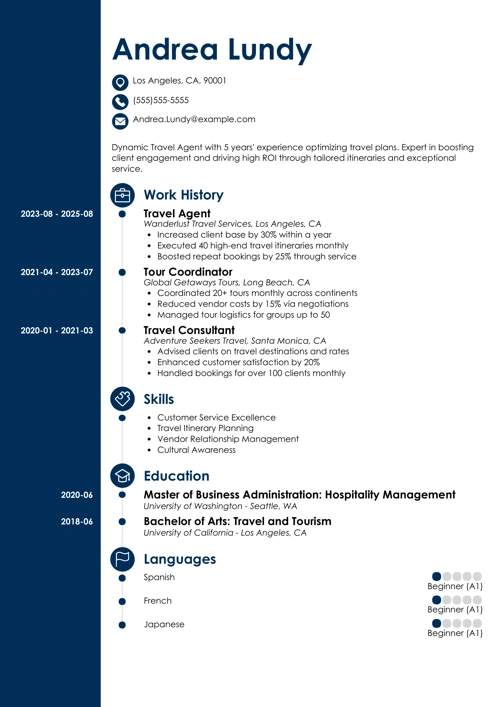 travel agent resume example