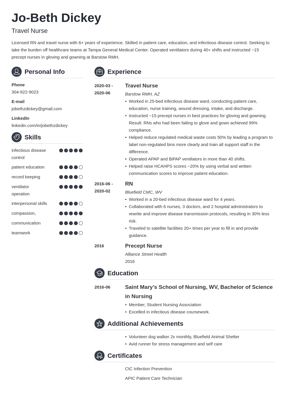 Travel Nurse Resume: Examples and Guide 10  Tips