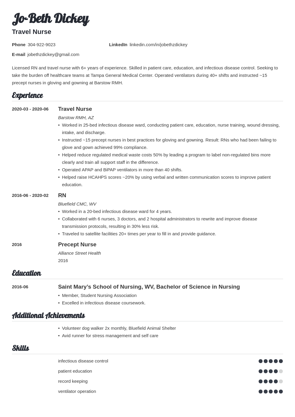 Travel Nurse Resume: Examples and Guide 10  Tips