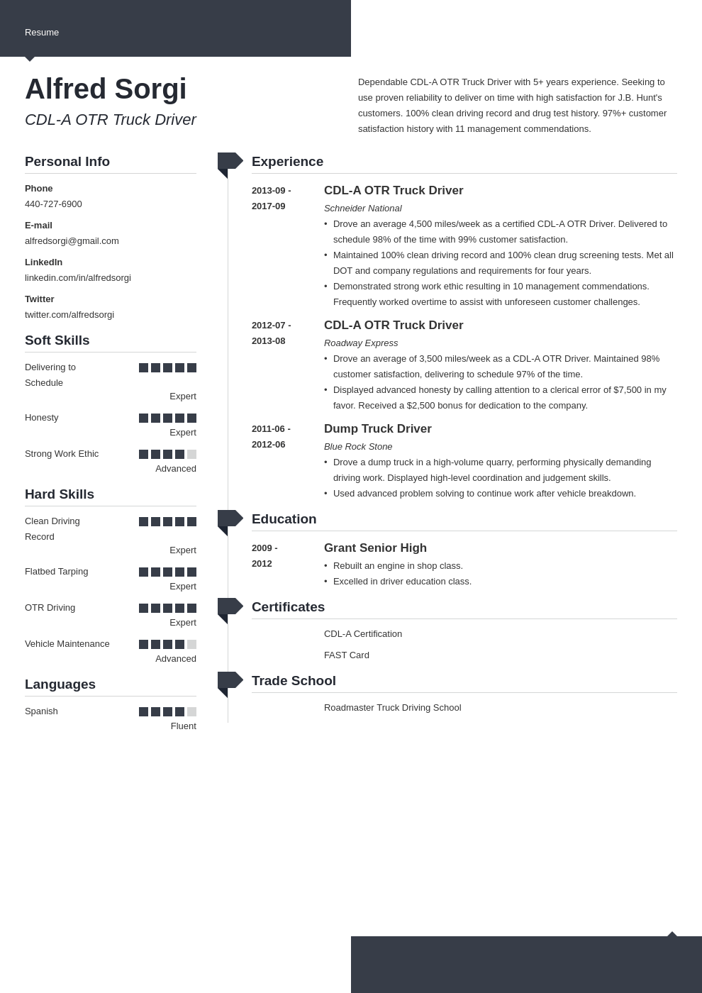 truck driver resume example template modern