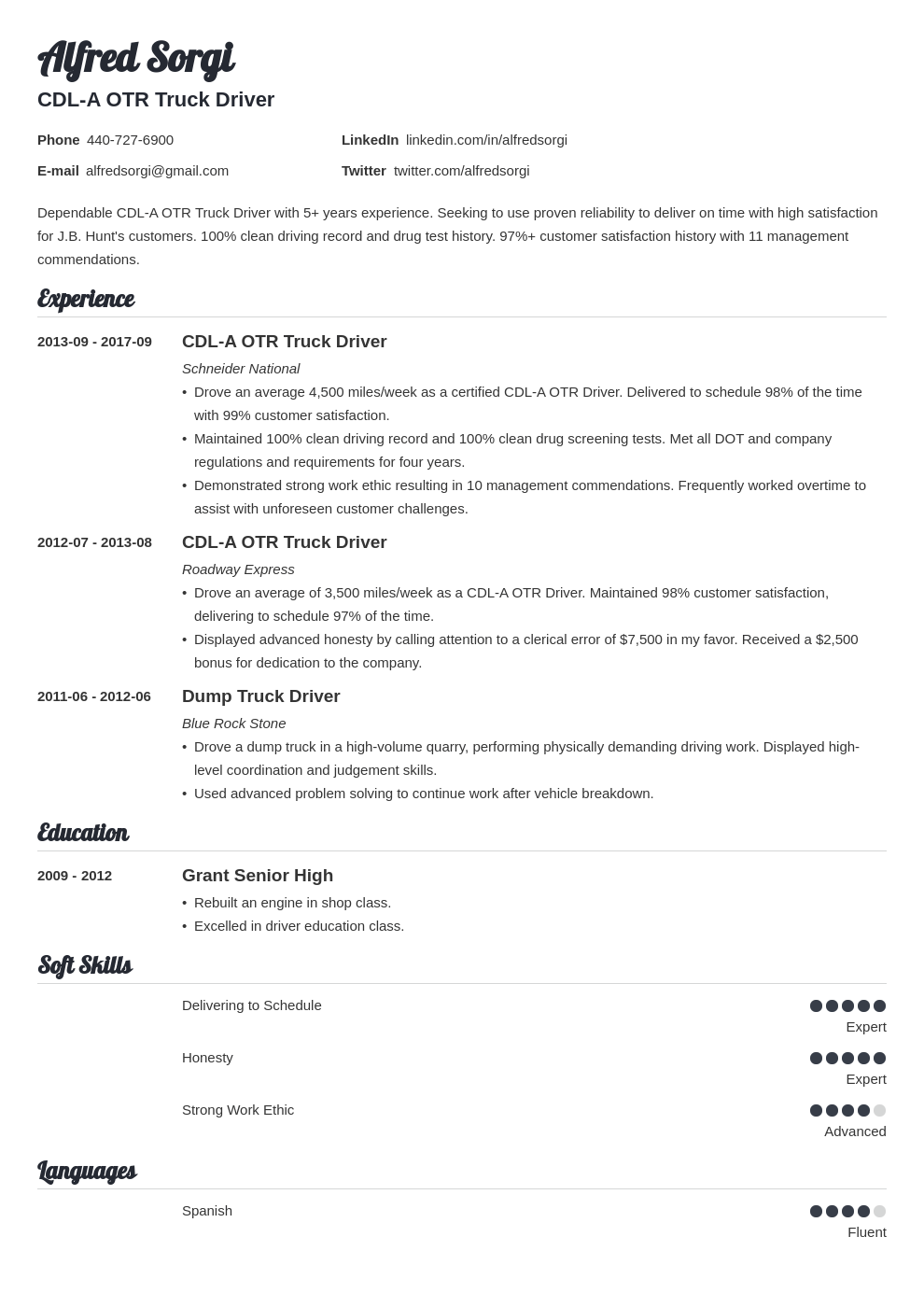 Truck Driver Resume Examples, Template & Skills [2023]