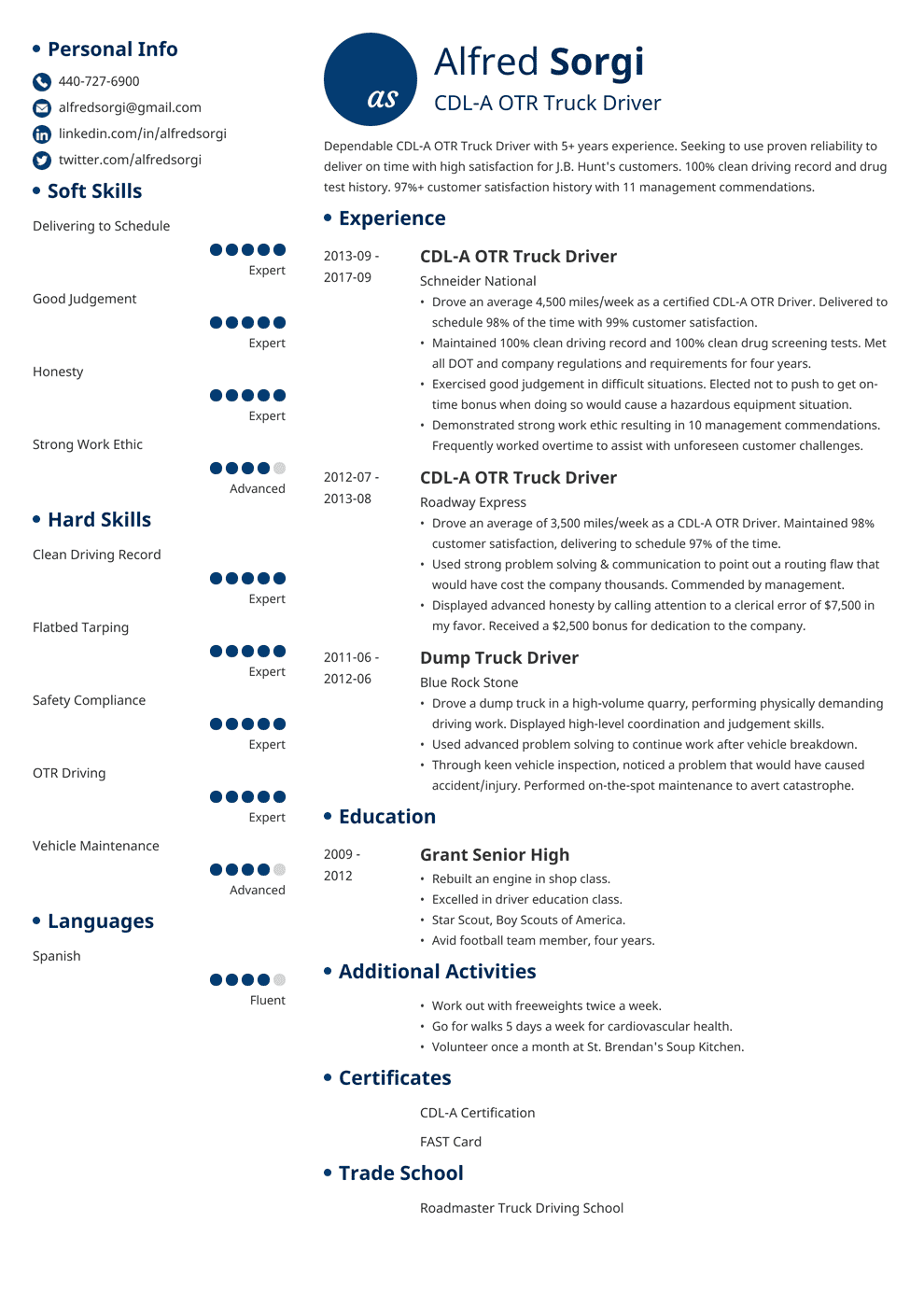 Truck Driver Resume Examples, Template & Skills [2023]