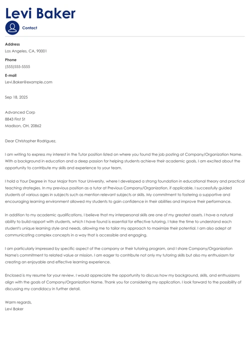 sample cover letter example