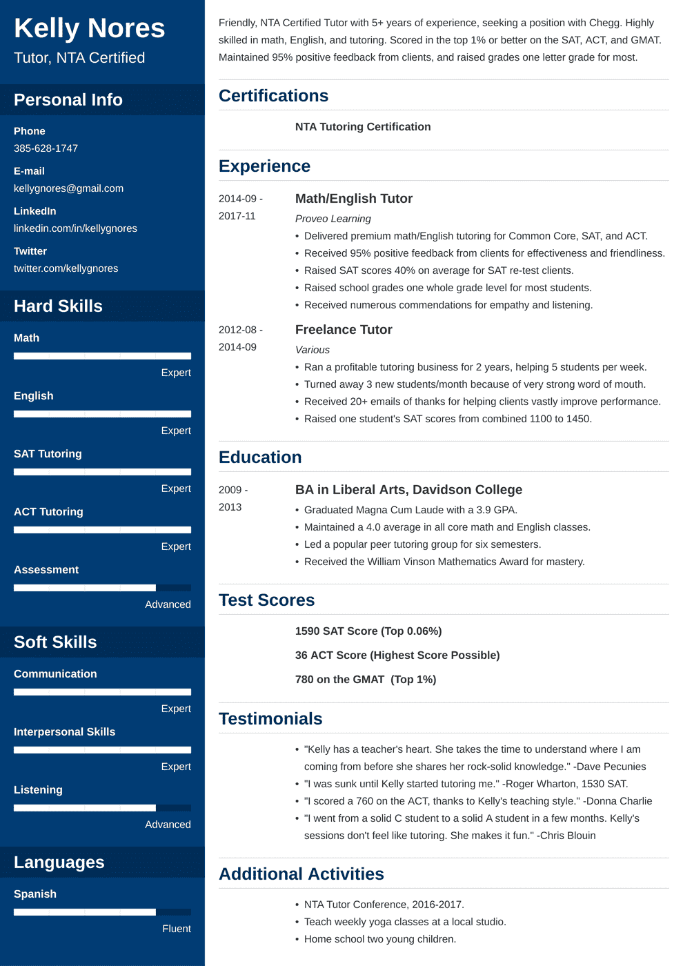 Tutor Resume: Sample & Guide [20+ Tutoring Examples]