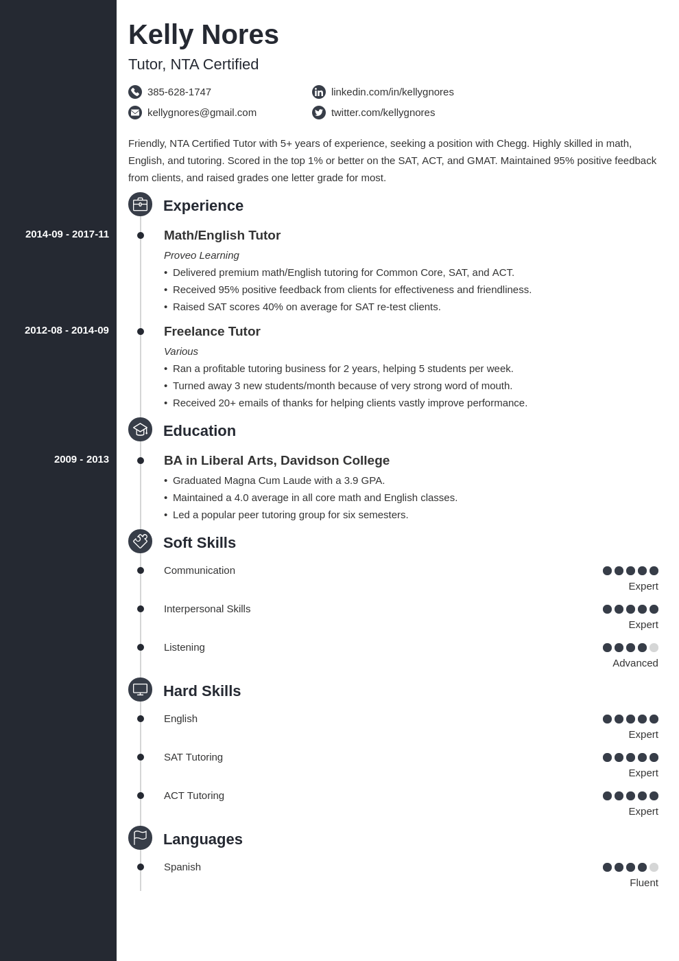 tutor resume example template concept