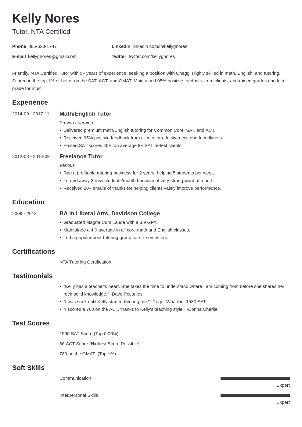 Tutor Resume: Sample & Guide [20+ Tutoring Examples]