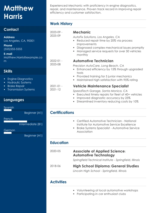 sample resume example