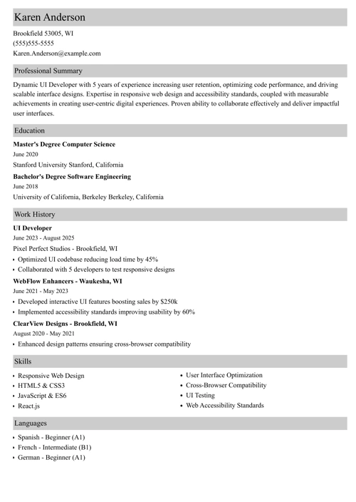 sample resume example