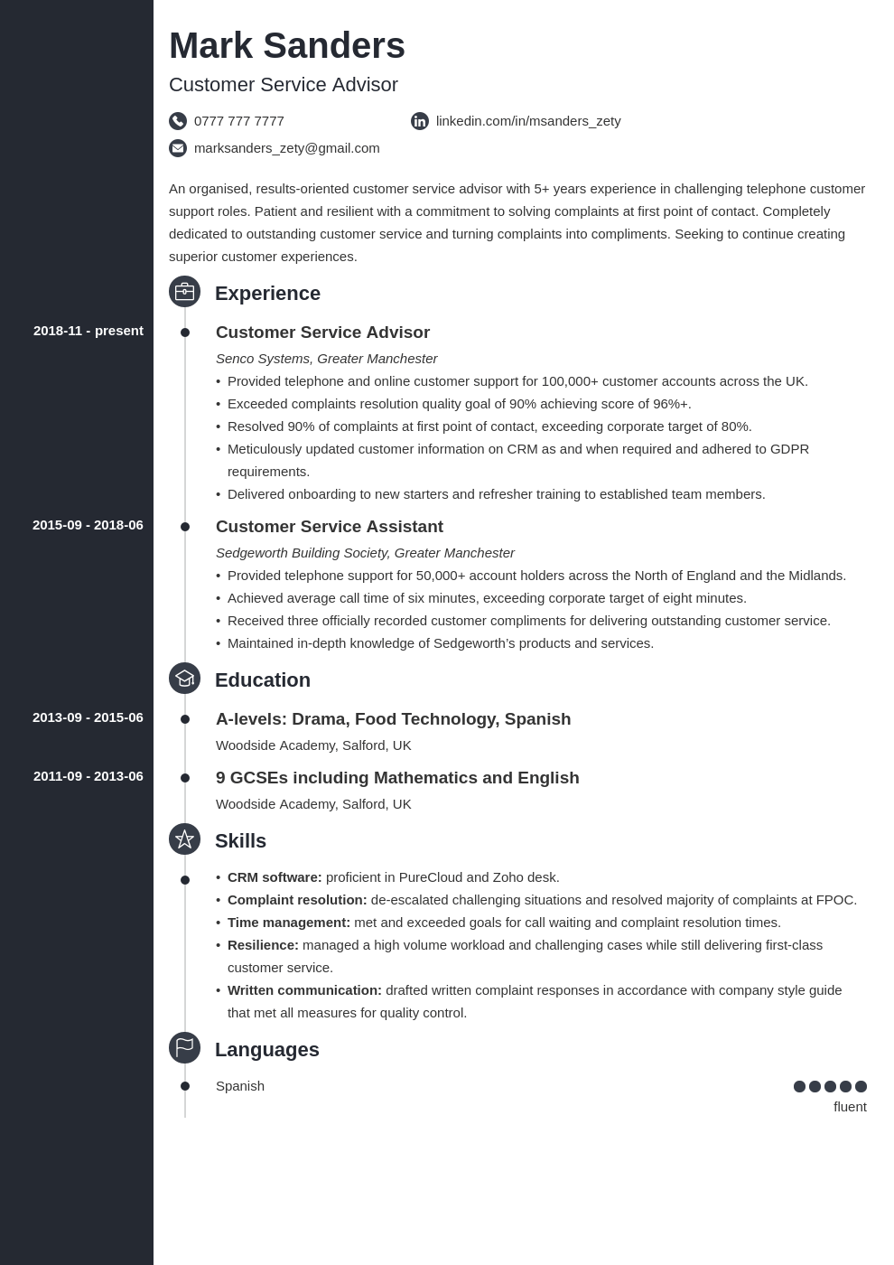 uk customer service cv example template concept