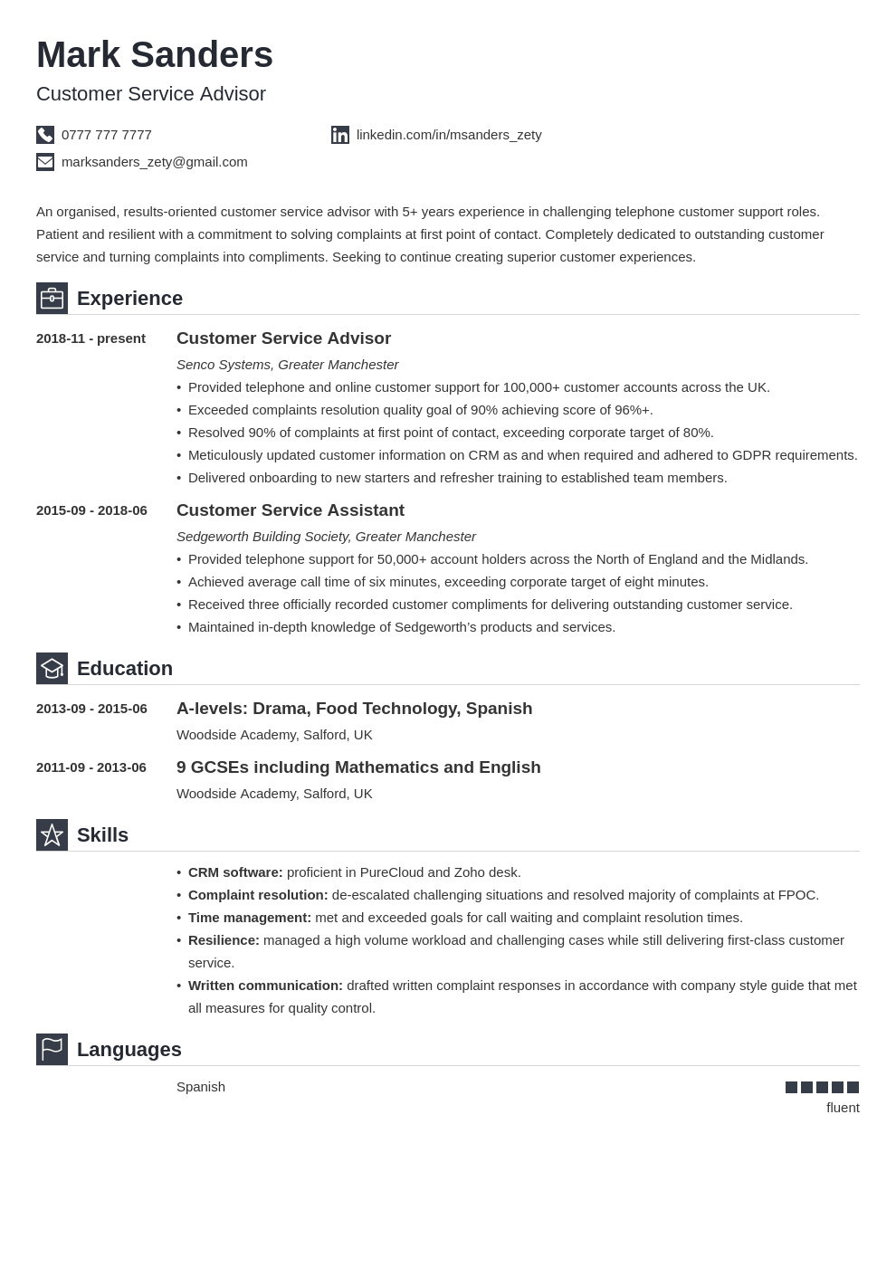 uk customer service cv example template iconic