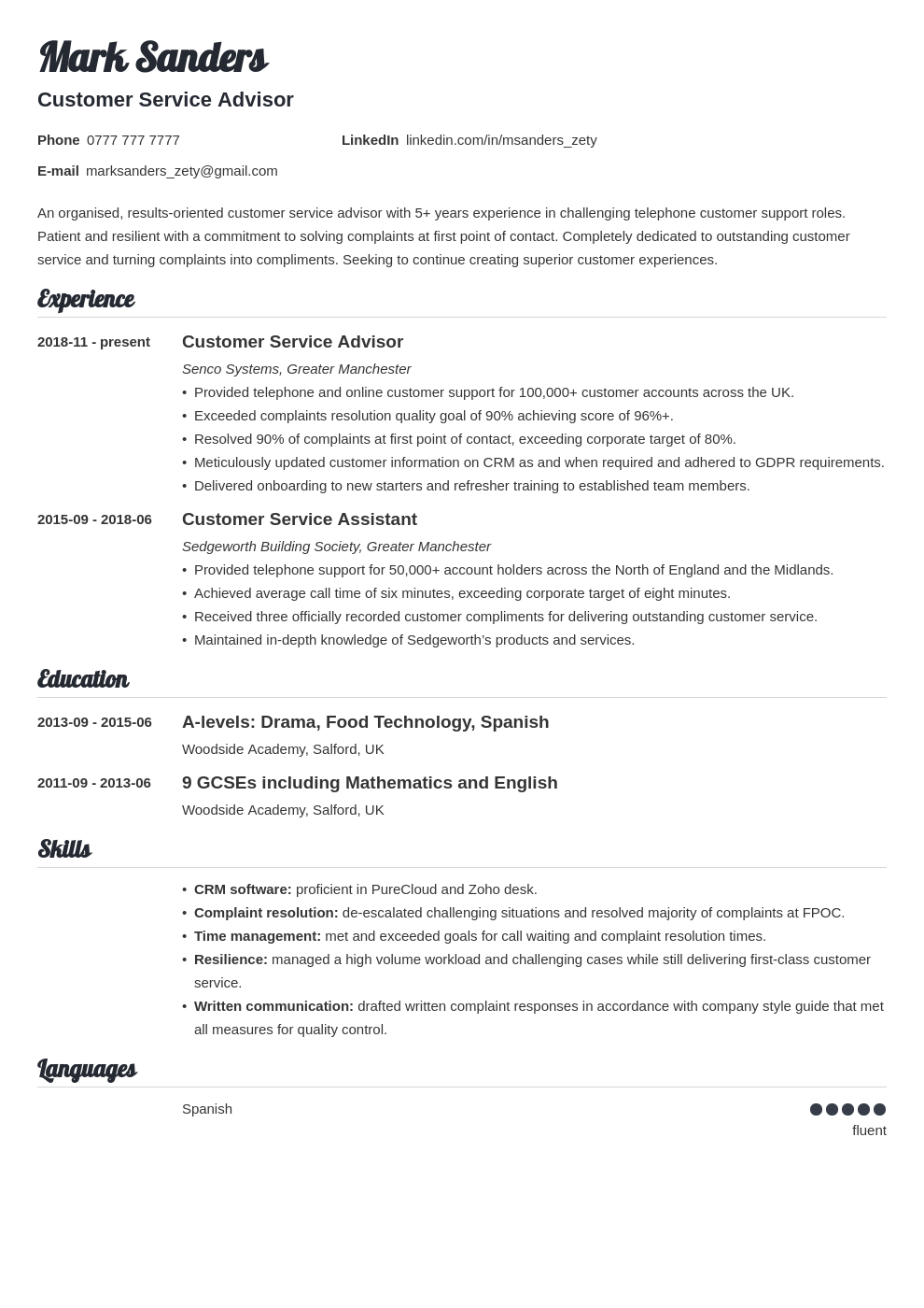 uk customer service cv example template valera