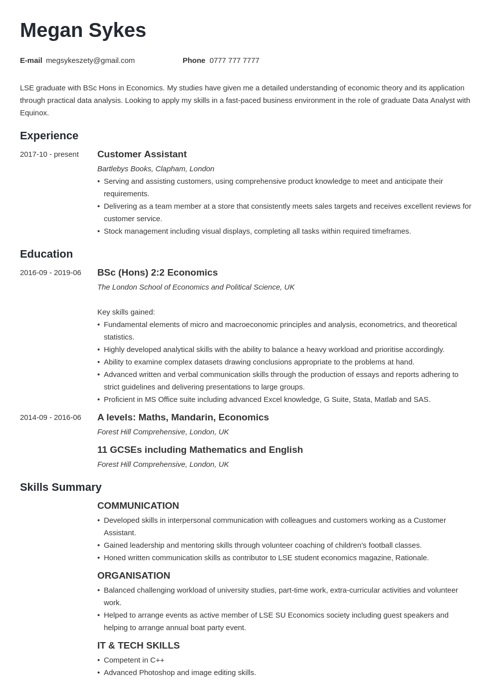 Example Of Cv Template Pdf PDF Template