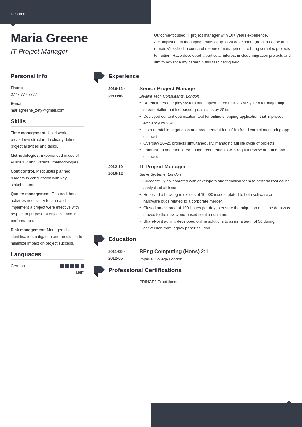 uk project manager cv example template modern