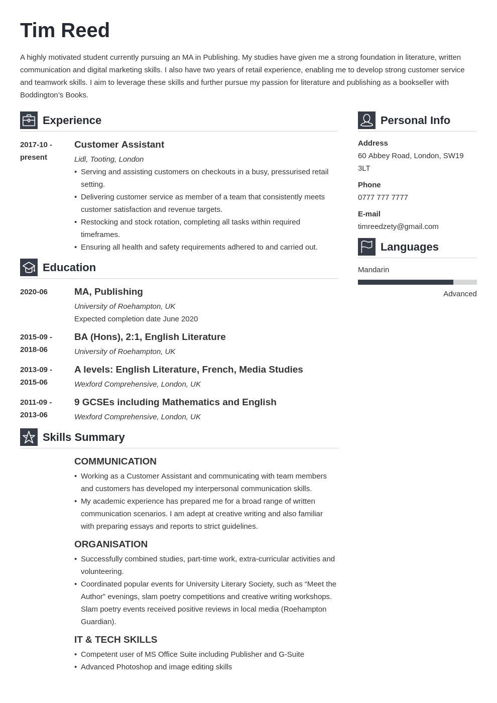 uk student cv example template vibes